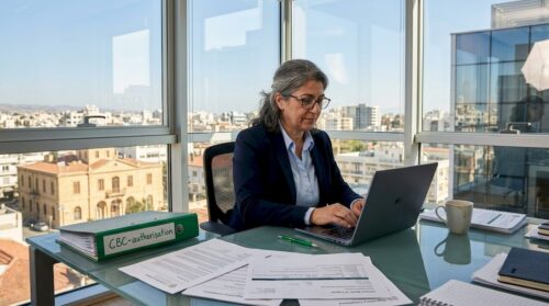 Officer working in Cyprus banking office